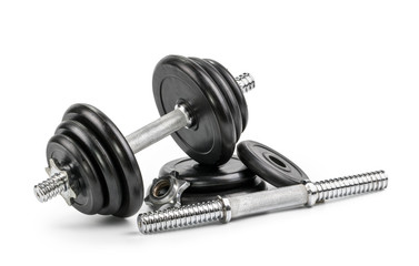 Gym dumbbell isolated white background