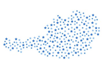 Austria map background with blue stars of different sizes vector illustration eps