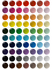 Set of 70 multi colored jelly round buttons isolated on white background