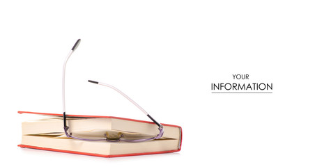 Books and glasses for vision pattern on a white background. Isolation