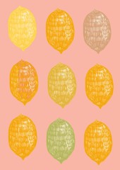 background pattern with hand drawn lemons on pink