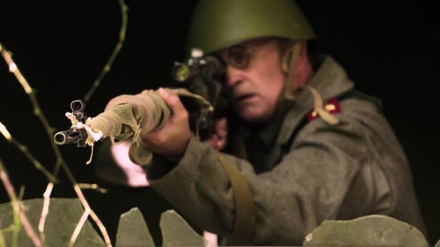A sniper is aiming with a dragunov sniper rifle