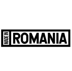 Made in Romania label on white