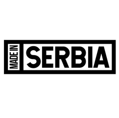Made in Serbia label on white