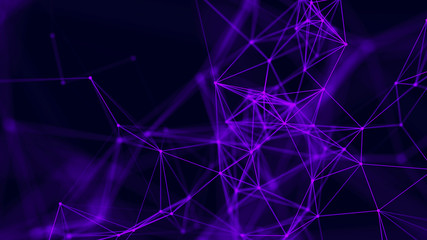 Big data visualization. Abstract background with connecting dots and lines. 3D rendering. High resolution.