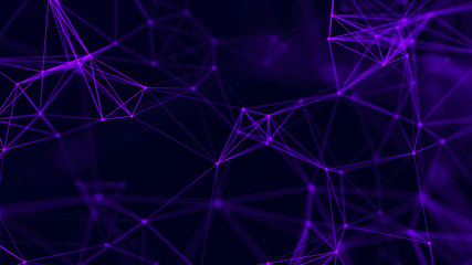 Big data visualization. Abstract background with connecting dots and lines. 3D rendering. High resolution.