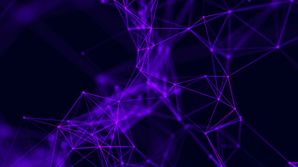 Big data visualization. Abstract background with connecting dots and lines. 3D rendering. High resolution.