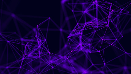 Big data visualization. Abstract background with connecting dots and lines. 3D rendering. High resolution.