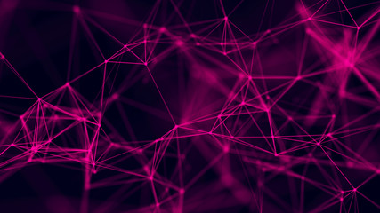 Big data visualization. Abstract background with connecting dots and lines. 3D rendering. High resolution.
