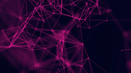 Big data visualization. Abstract background with connecting dots and lines. 3D rendering. High resolution.