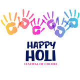 colorful hands impression for holi festival