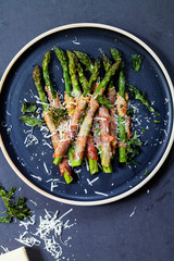Grilled asparagus wrapped in parma ham