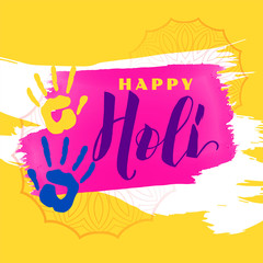 abstract happy holi background with color hands
