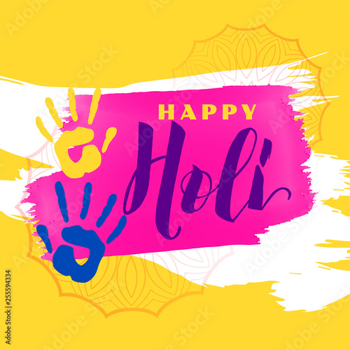 abstract happy holi background with color hands