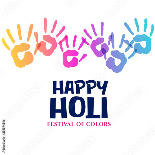 colorful hands impression for holi festival