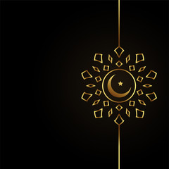 islamic golden moon design on black background