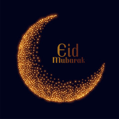 eid mubarak golden sparkle moon design