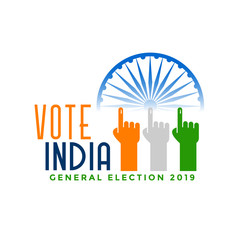 vote india general election with finger hand