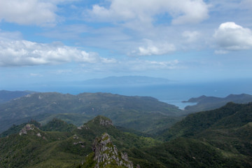 Fototapeta na wymiar Great Barrier Island: View of land with Clouds
