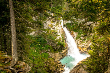 Cascata nel bosco in estate