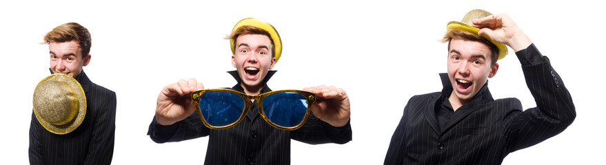 Funny man isolated on the white