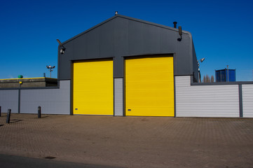 Warehouse with yellow doors