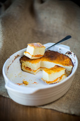 sweet cottage cheese casserole with pumpkin filling