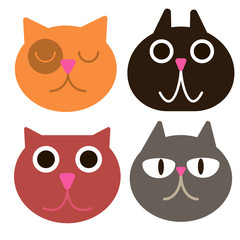 funny cat faces simple art geometric illustration