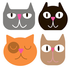 funny cat faces simple art geometric illustration