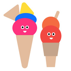 kawaii ice cream simple art geometric illustration