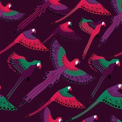 Fototapety  Seamless pattern With Flying Parrots.