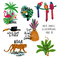 Summer Set With Animals, Birds And Plants