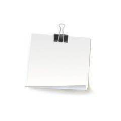 Collection of various white note papers with curled corner, pinned red pushbutton, ready for your message. Vector illustration. Isolated on white background. Front view. Top view. Close up.