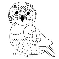 owl geometric black line illustration