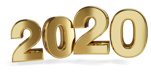 golden bold letters 2020. 3d-illustration