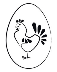 The schematic image of chicken in the egg