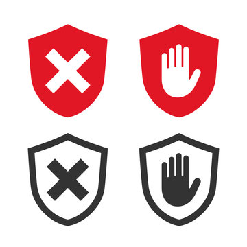 set of adblock and shield icons