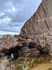 Rocks in front of ocean horizon in North of Spain  -  Basque country