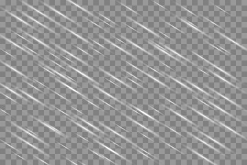 Rain transparent template background. Falling water drops texture. Nature rainfall on checkered background. EPS 10 vector file included 