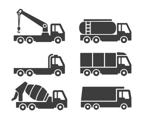 set of transport and truck container icons