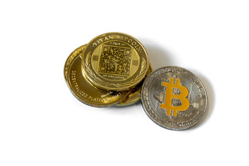 coins cryptocurrency isolated on a white background