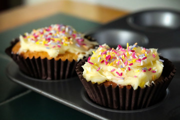 Fairy cakes fresh out of the oven