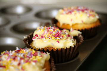 Fairy cakes fresh out of the oven