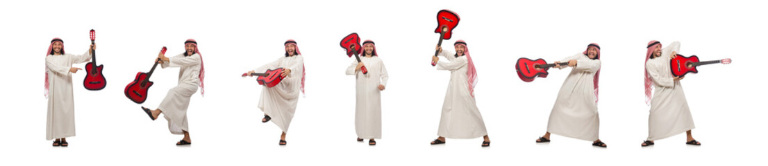 Arab man playing isolated on white