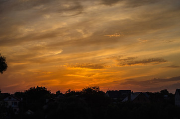 unset landscape on the mountain with beautiful sky in the evening.