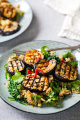 Quinoa salad with roast aubergine