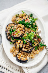 Quinoa salad with roast aubergine