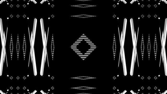 Black and white strobe seamlessly looping 3D animations for your video backgrounds, visual performance at concerts, video projection mapping, presentations, dance parties, music clips, nightclubs