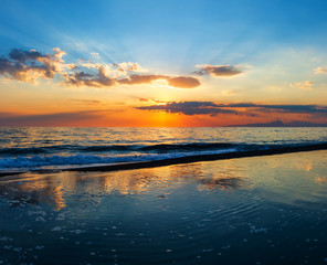 Sunset on sea beach
