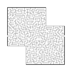 Difficult large square maze. Game for kids and adults. Puzzle for children. Labyrinth conundrum. Flat vector illustration isolated on white background.